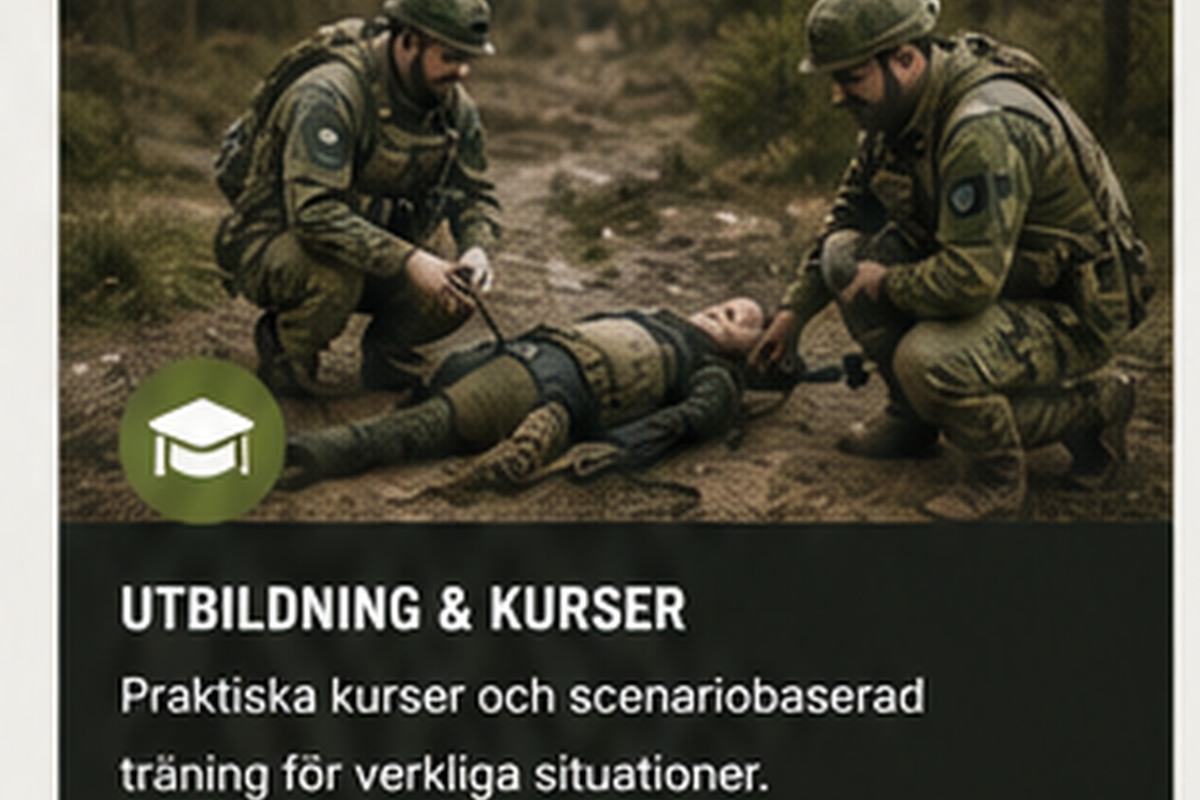 Sjukvårdspersonal tränar omhändertagande i fält